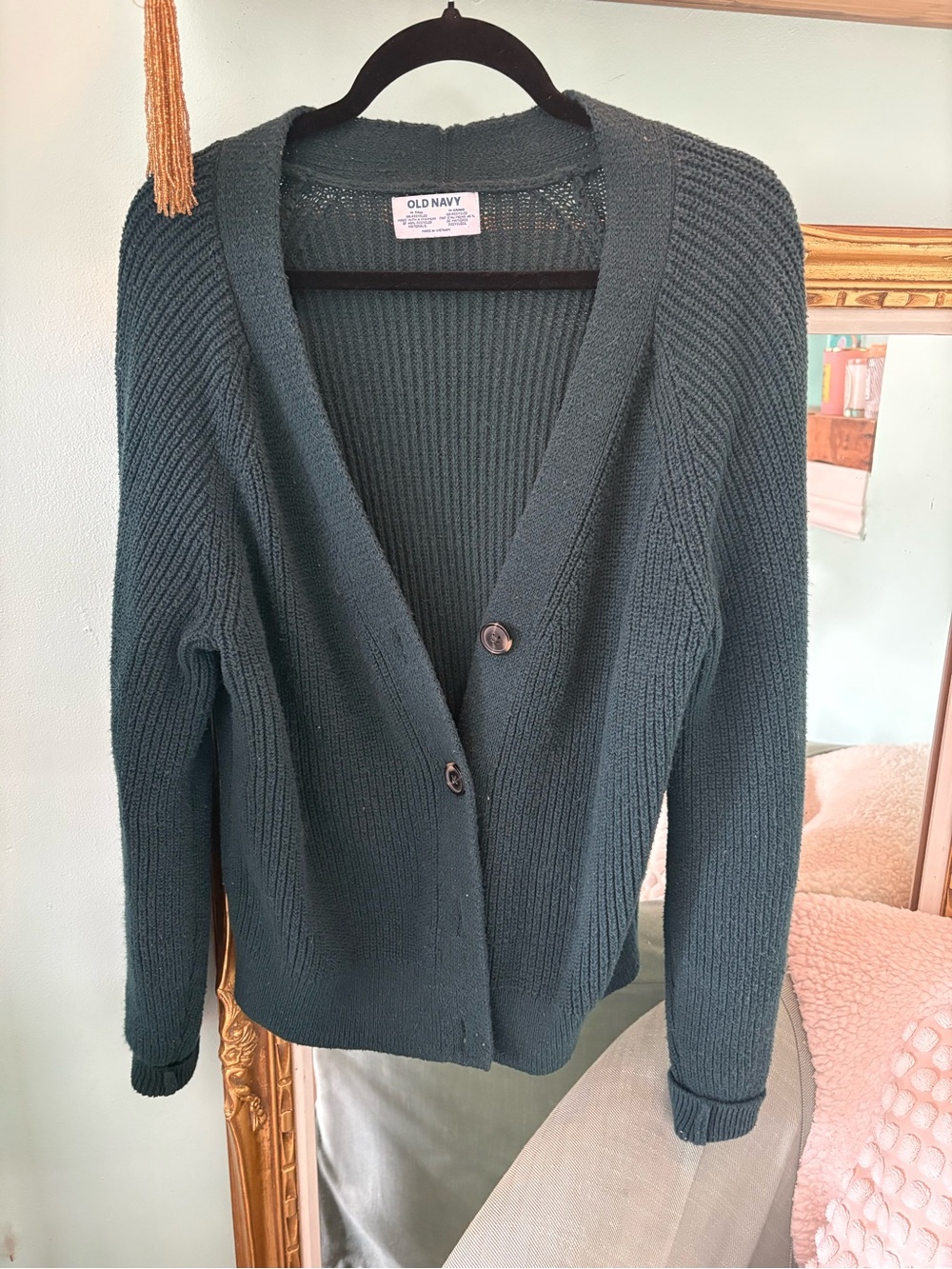Old Navy Women's Dark Green Button-Up Cardigan Sweater